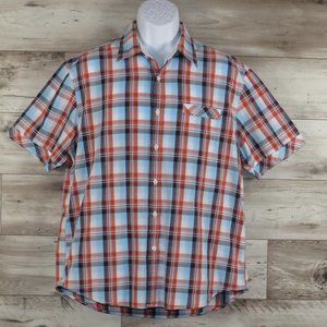 J.Campbell* Men's Short Sleeve Button Down Curved Hem Chest Pocket Shirt~Size XL